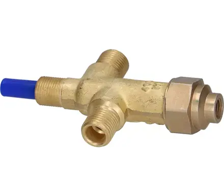 Plynový ventil SIT se vstupem i výstupem 1/4" a připojením M8x1 mm
