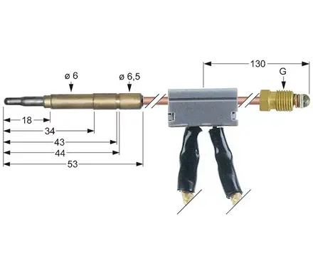 Univerzální termopojistka s pomocným kontaktem 1000 mm M9x1